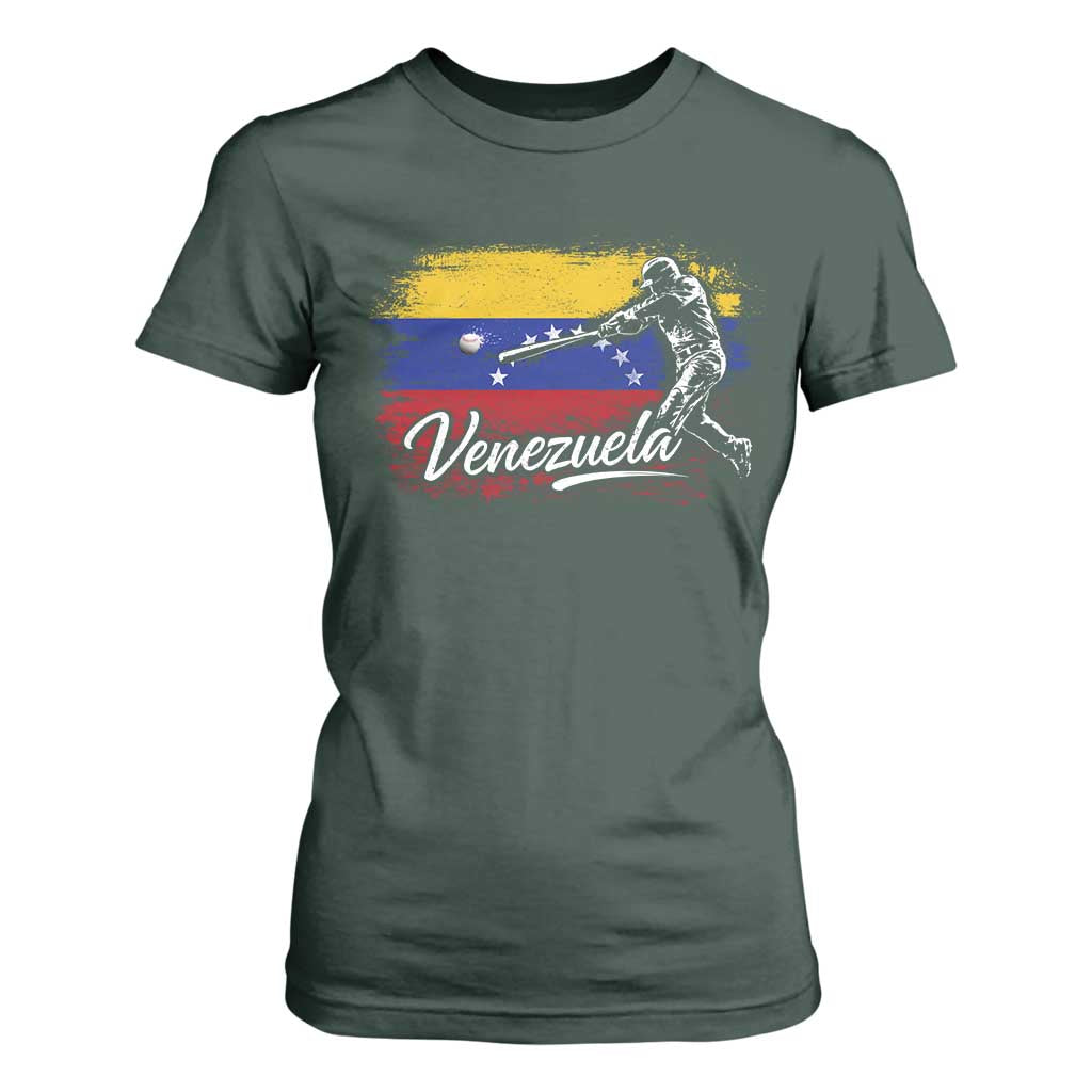 Venezuela Baseball Batter Venezuelan Sport Fan T Shirt For Women TS11 Dark Forest Green Print Your Wear