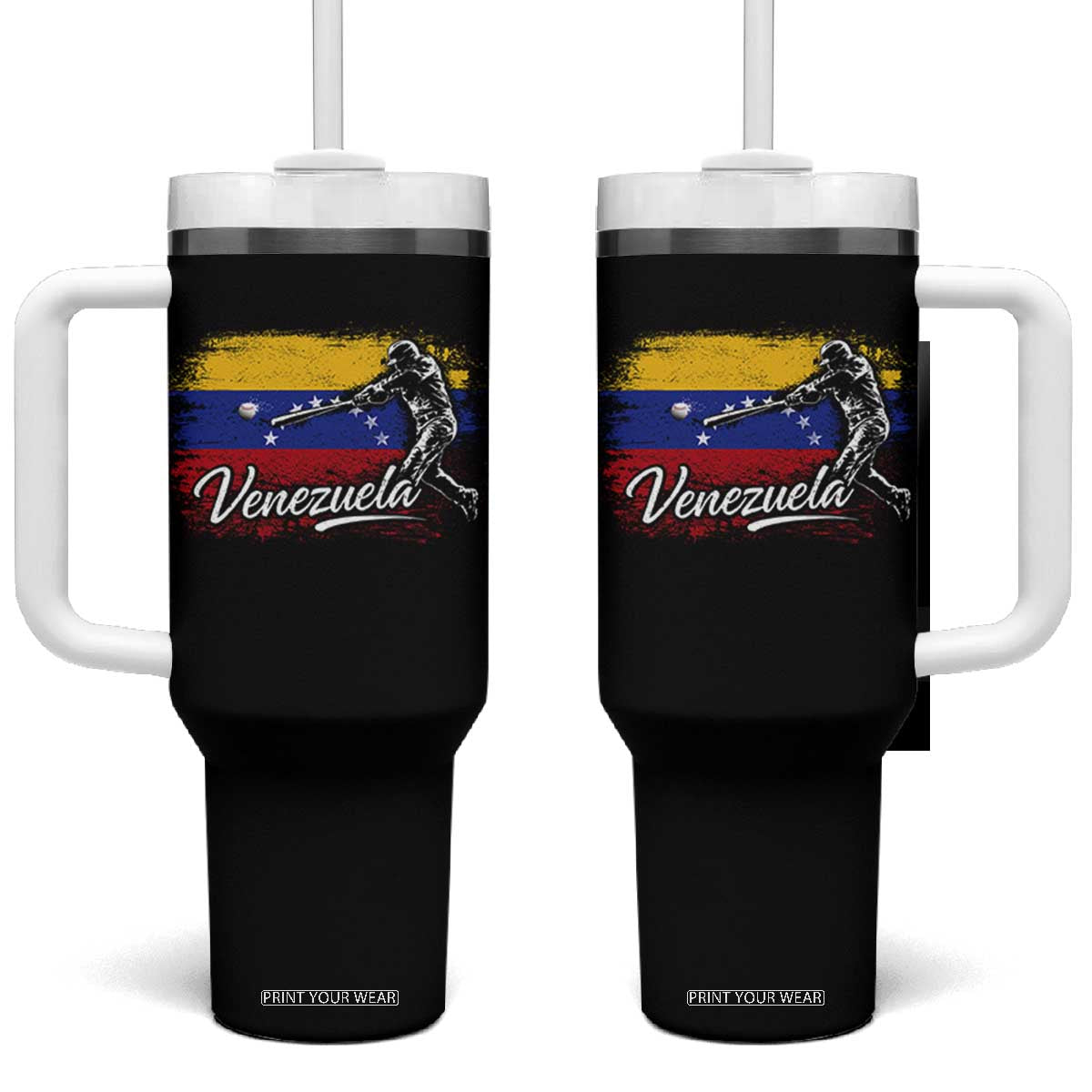 Venezuela Baseball Batter Venezuelan Sport Fan Tumbler With Handle TS11 One Size: 40 oz Black Print Your Wear
