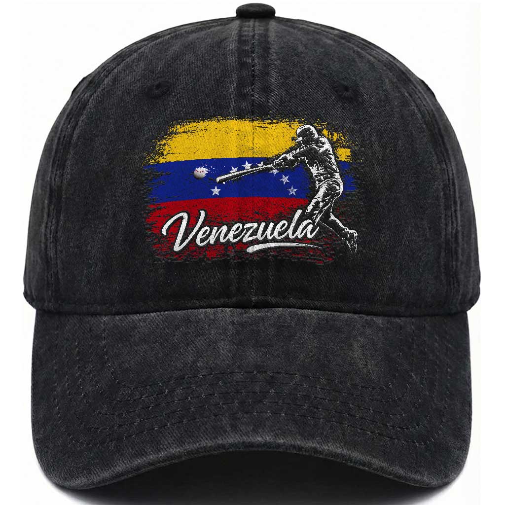 Venezuela Baseball Batter Venezuelan Sport Fan Washed Cotton Baseball Cap TS11 Print Your Wear