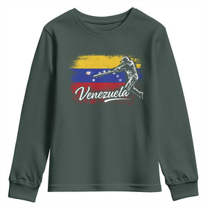 Venezuela Baseball Batter Venezuelan Sport Fan Youth Sweatshirt TS11 Dark Forest Green Print Your Wear