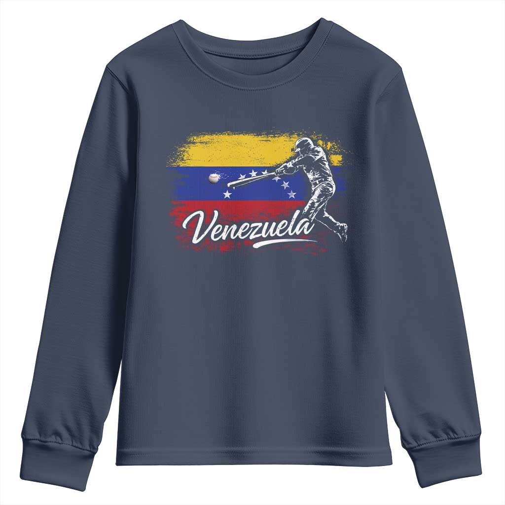 Venezuela Baseball Batter Venezuelan Sport Fan Youth Sweatshirt TS11 Navy Print Your Wear