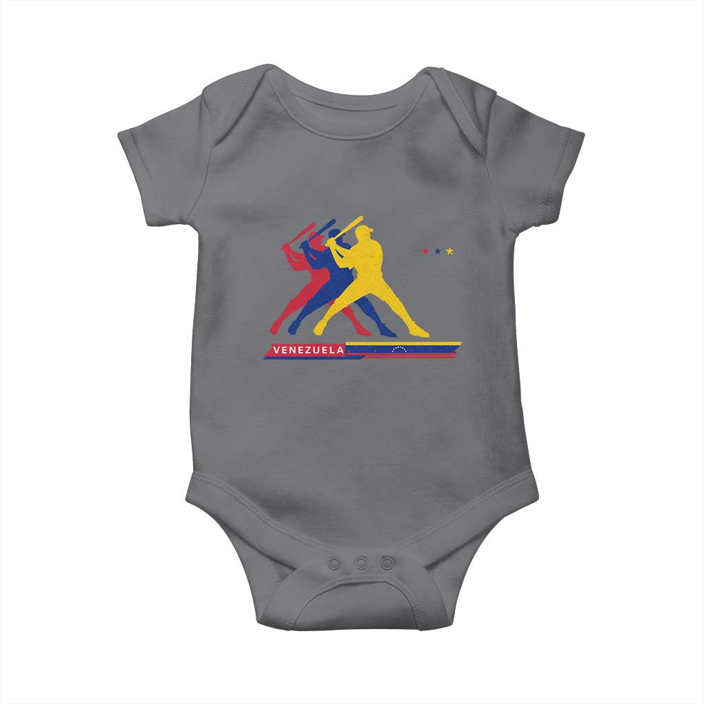 Baseball Venezuela Sport Fan Venezuelan Flag Batter Player Baby Onesie TS11 Charcoal Print Your Wear