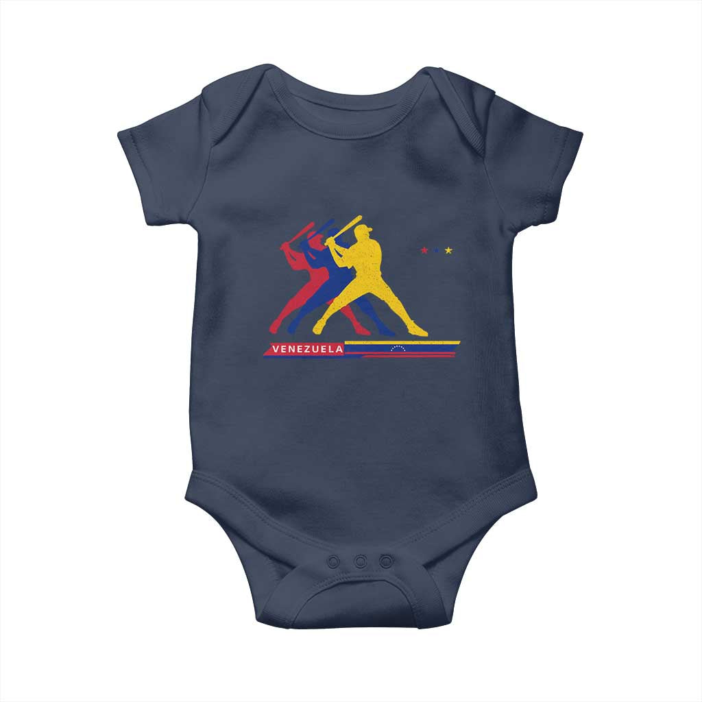 Baseball Venezuela Sport Fan Venezuelan Flag Batter Player Baby Onesie TS11 Navy Print Your Wear