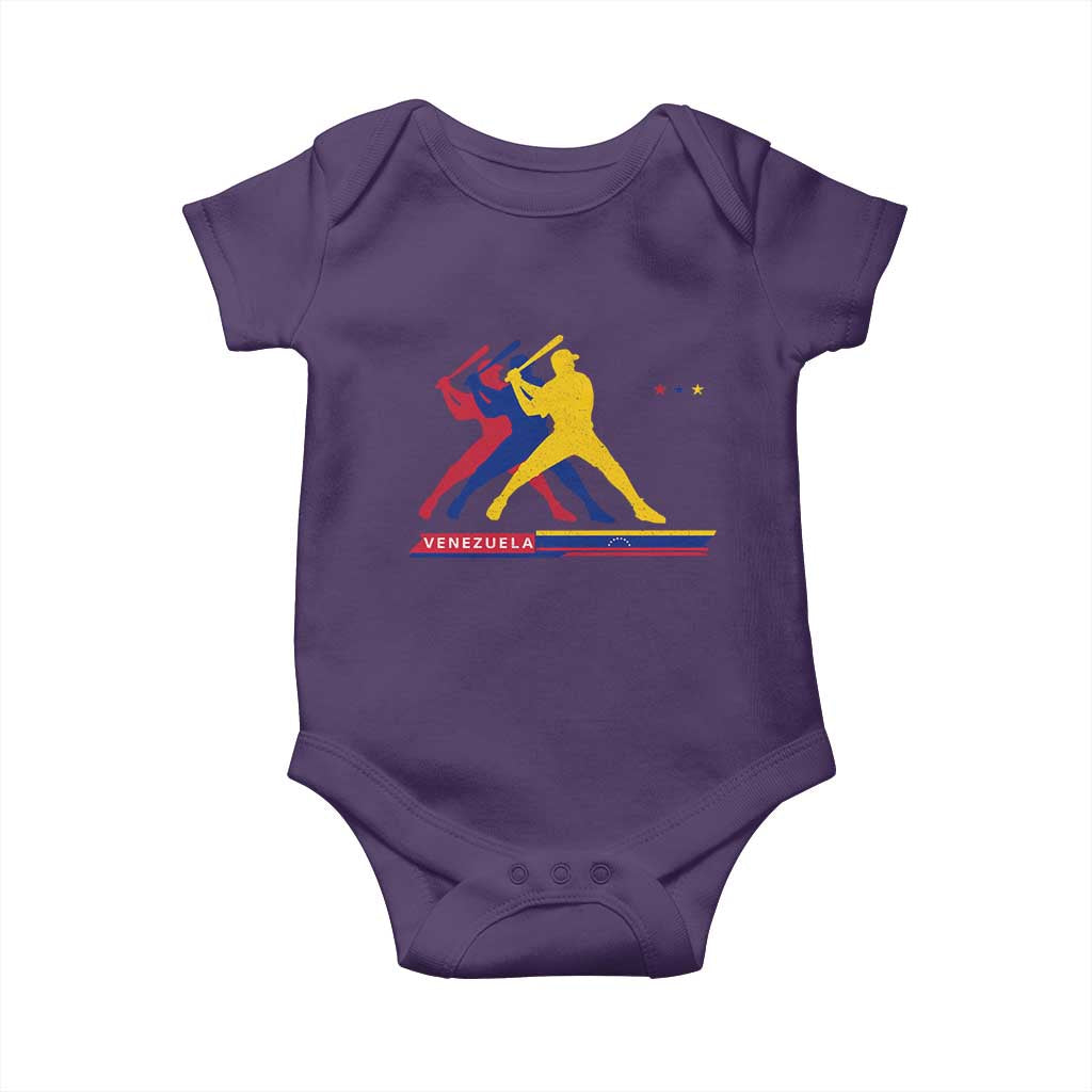 Baseball Venezuela Sport Fan Venezuelan Flag Batter Player Baby Onesie TS11 Purple Print Your Wear