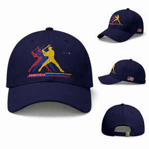 Baseball Venezuela Sport Fan Venezuelan Flag Batter Player Baseball Cap TS11 Baseball Cap Universal Fit Navy Print Your Wear