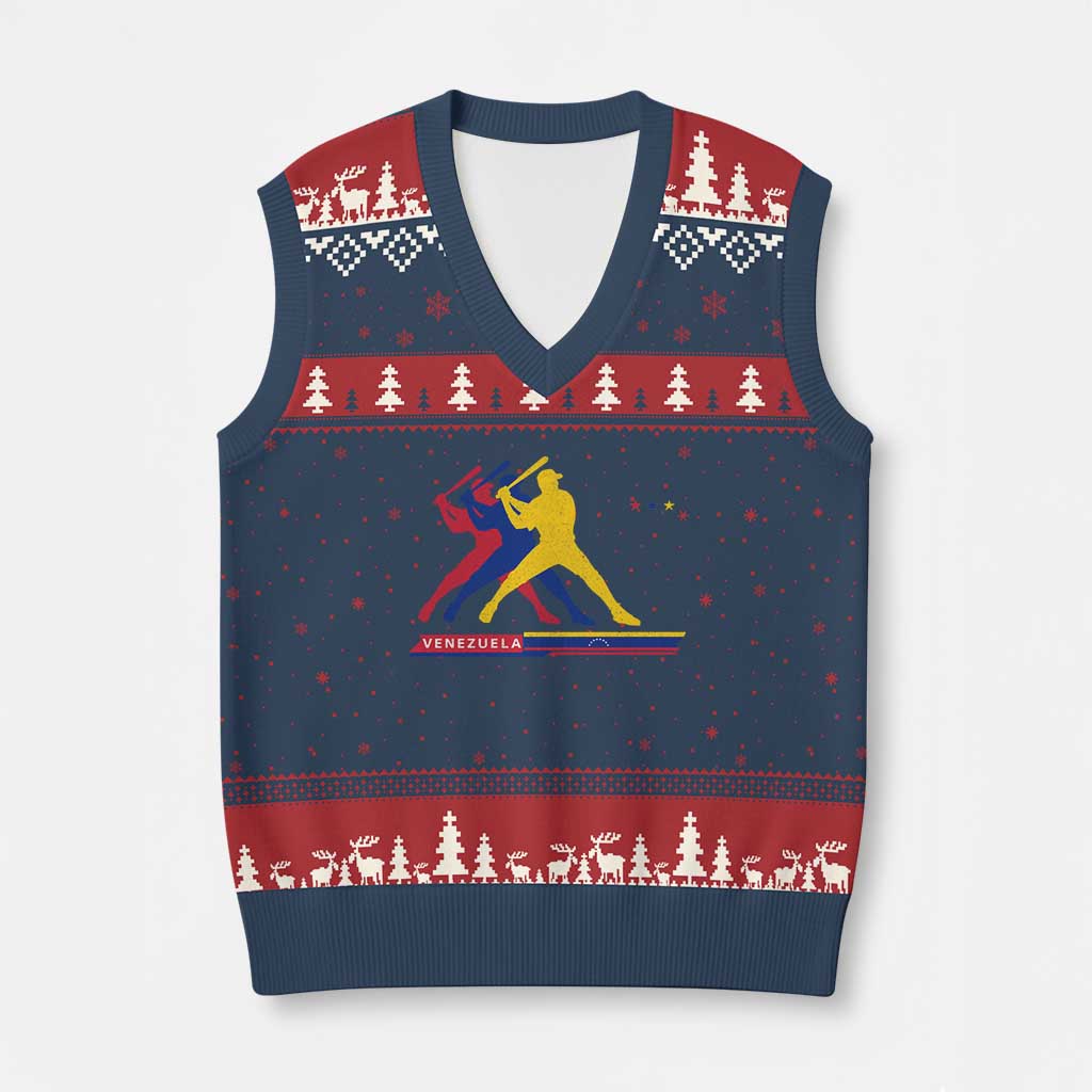 Baseball Venezuela Sport Fan Venezuelan Flag Batter Player V-Neck Knit Sweater Vest TS11 Navy Red Print Your Wear
