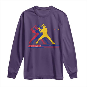 Baseball Venezuela Sport Fan Venezuelan Flag Batter Player Long Sleeve Shirt TS11 Purple Print Your Wear