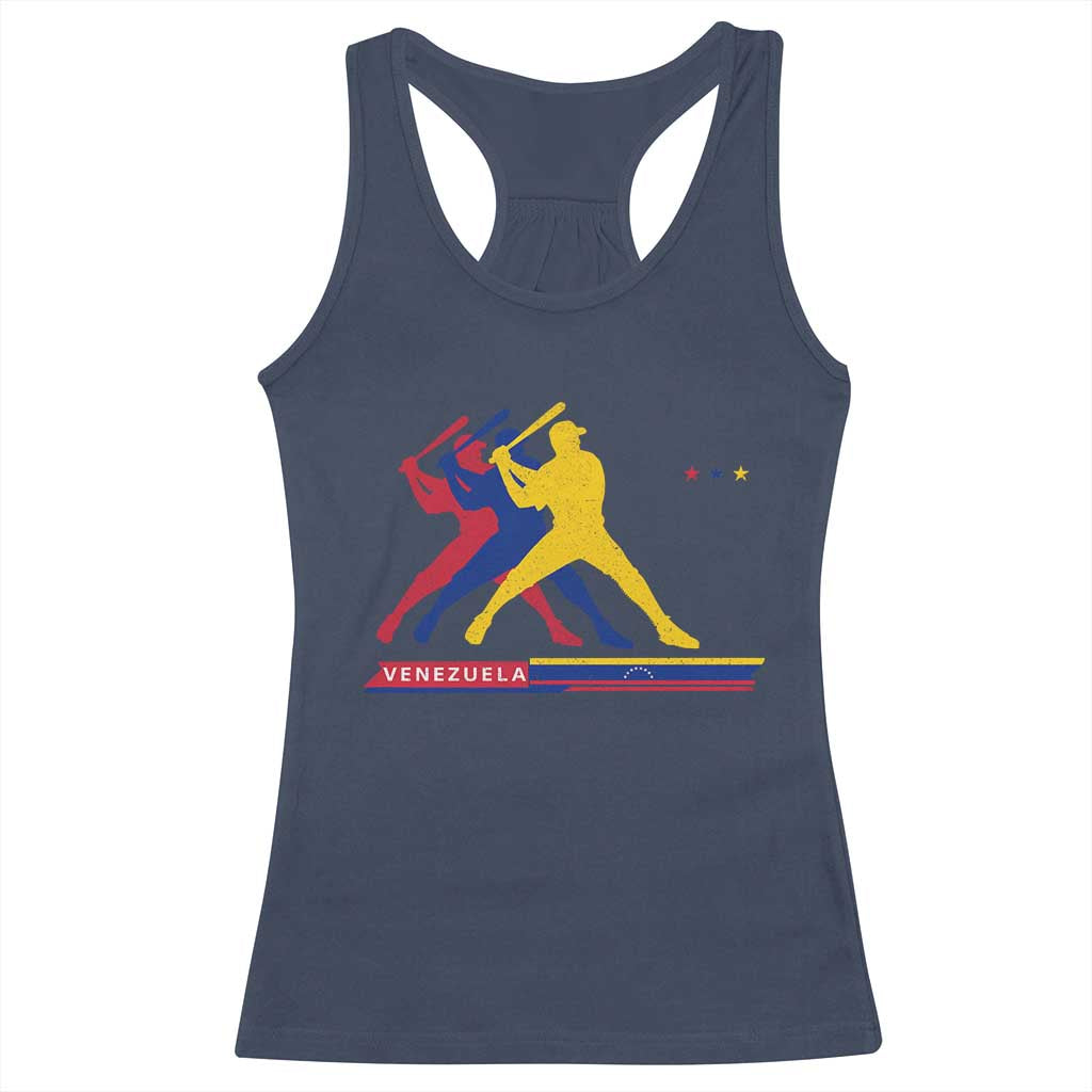 Baseball Venezuela Sport Fan Venezuelan Flag Batter Player Racerback Tank Top TS11 Navy Print Your Wear