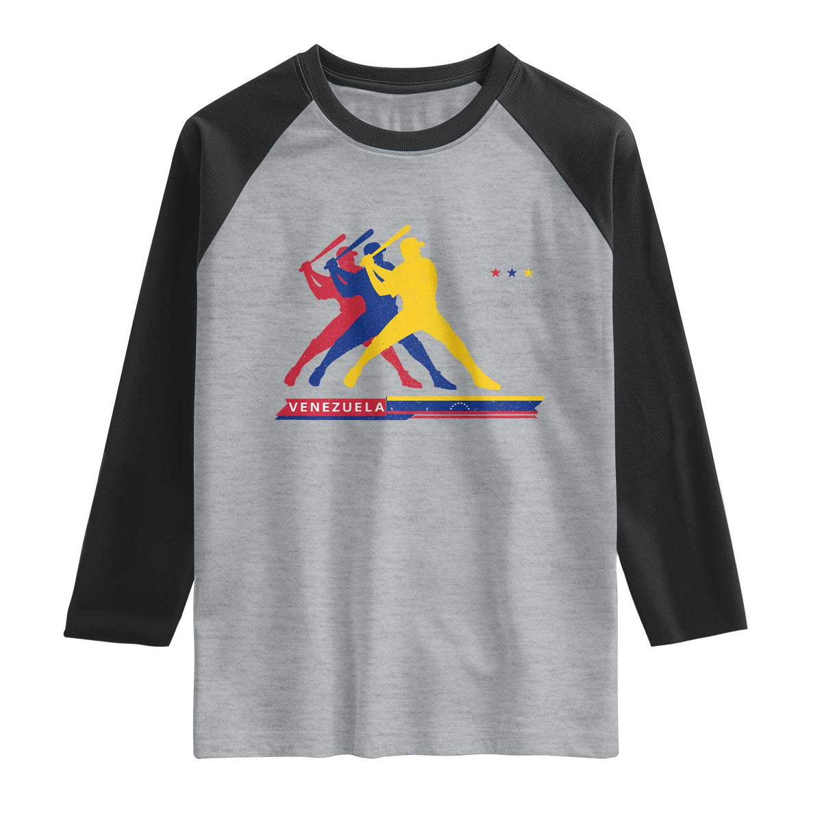 Baseball Venezuela Sport Fan Venezuelan Flag Batter Player Raglan Shirt TS11 Heather Gray Black Print Your Wear