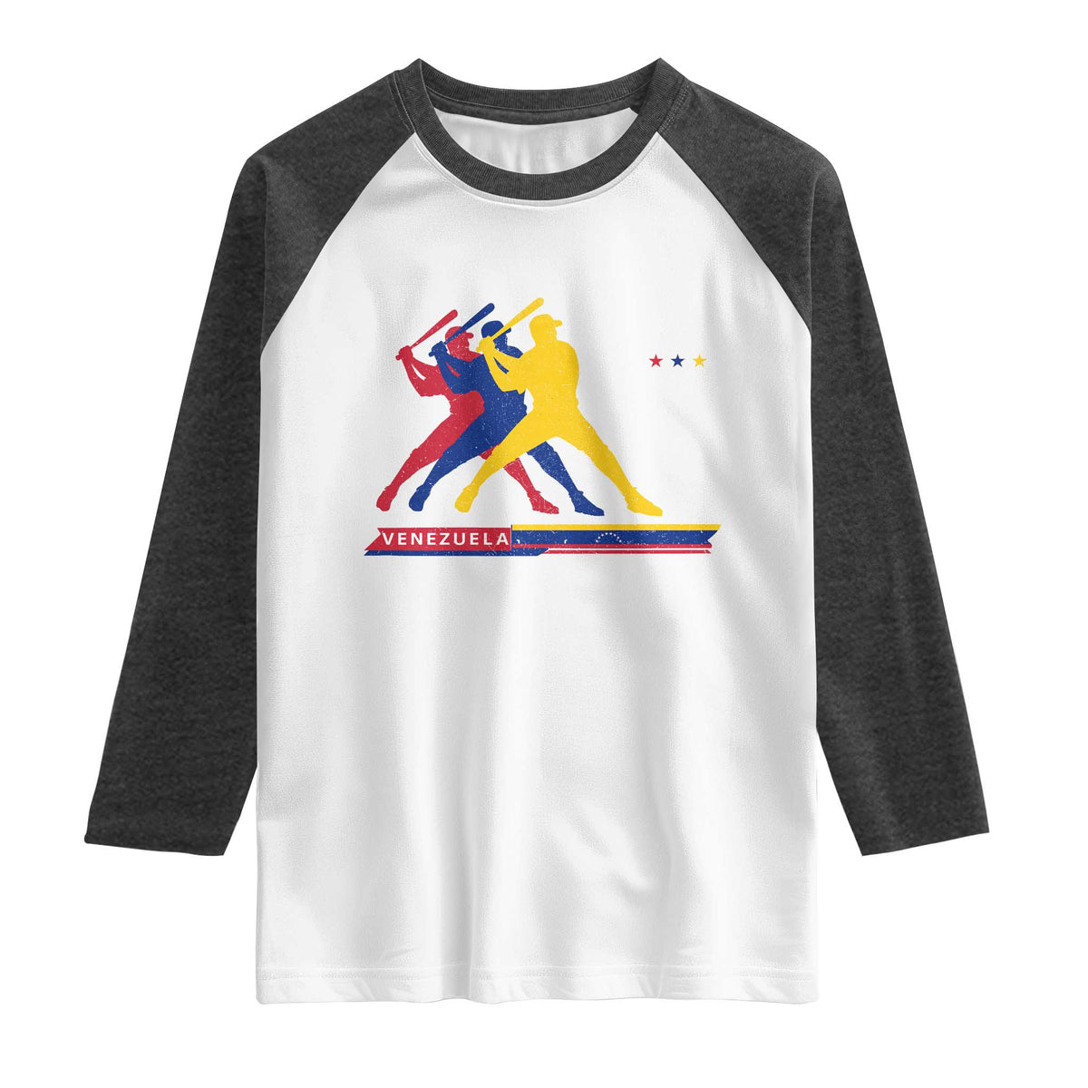 Baseball Venezuela Sport Fan Venezuelan Flag Batter Player Raglan Shirt TS11 White Heather Charcoal Print Your Wear