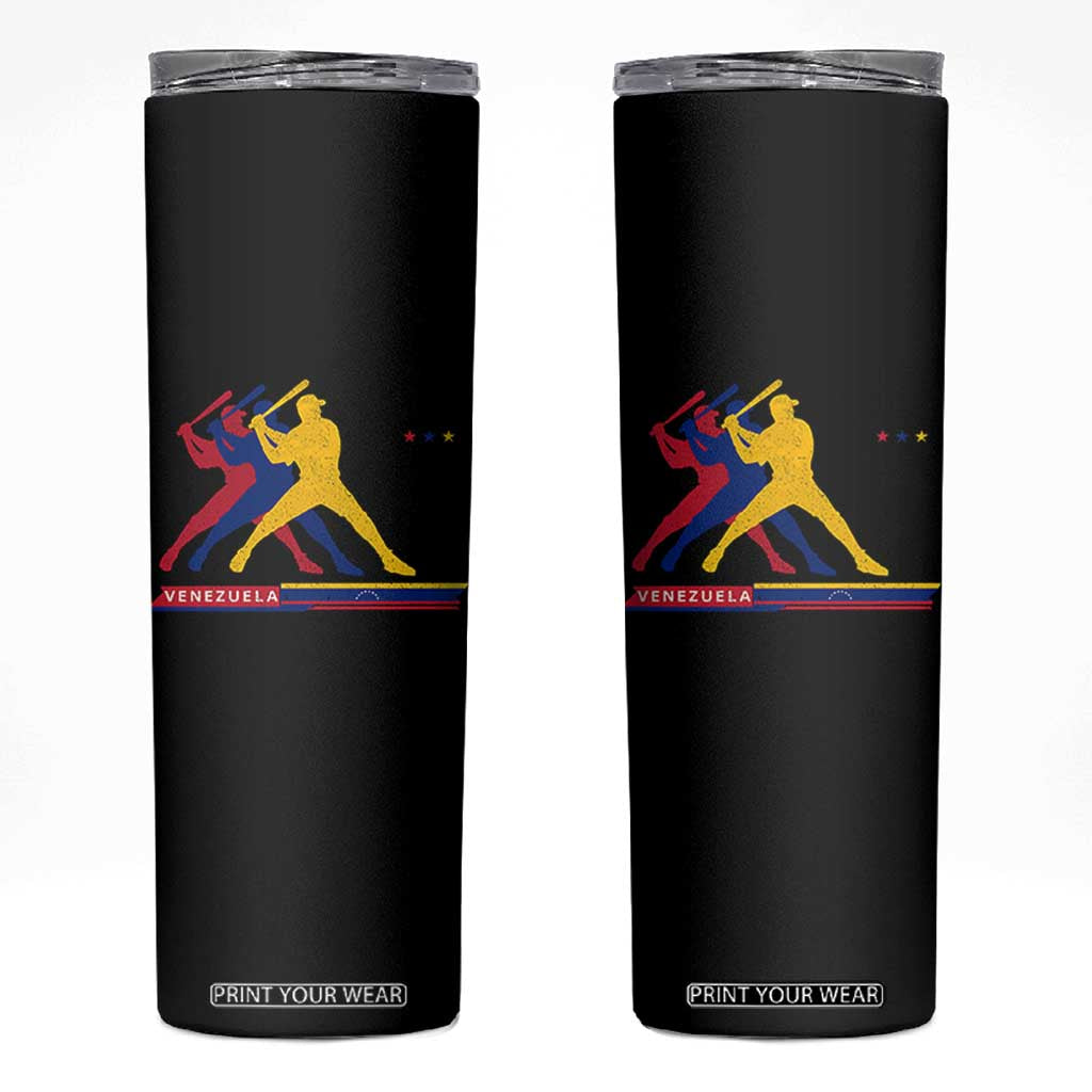 Baseball Venezuela Sport Fan Venezuelan Flag Batter Player Skinny Tumbler TS11 Black Print Your Wear