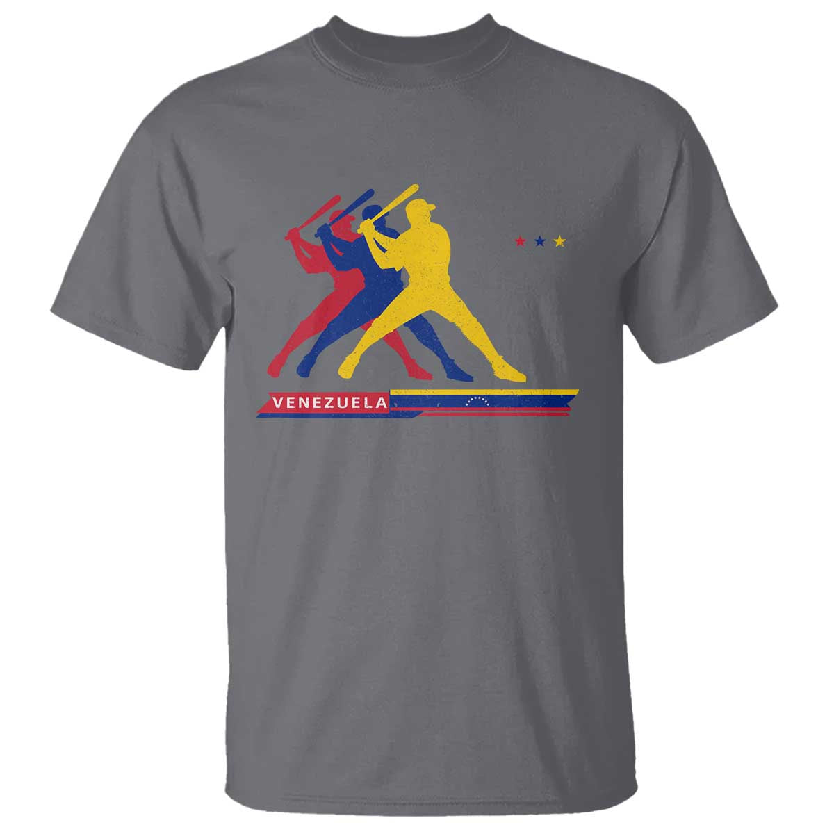 Baseball Venezuela Sport Fan Venezuelan Flag Batter Player T Shirt TS11 Charcoal Print Your Wear