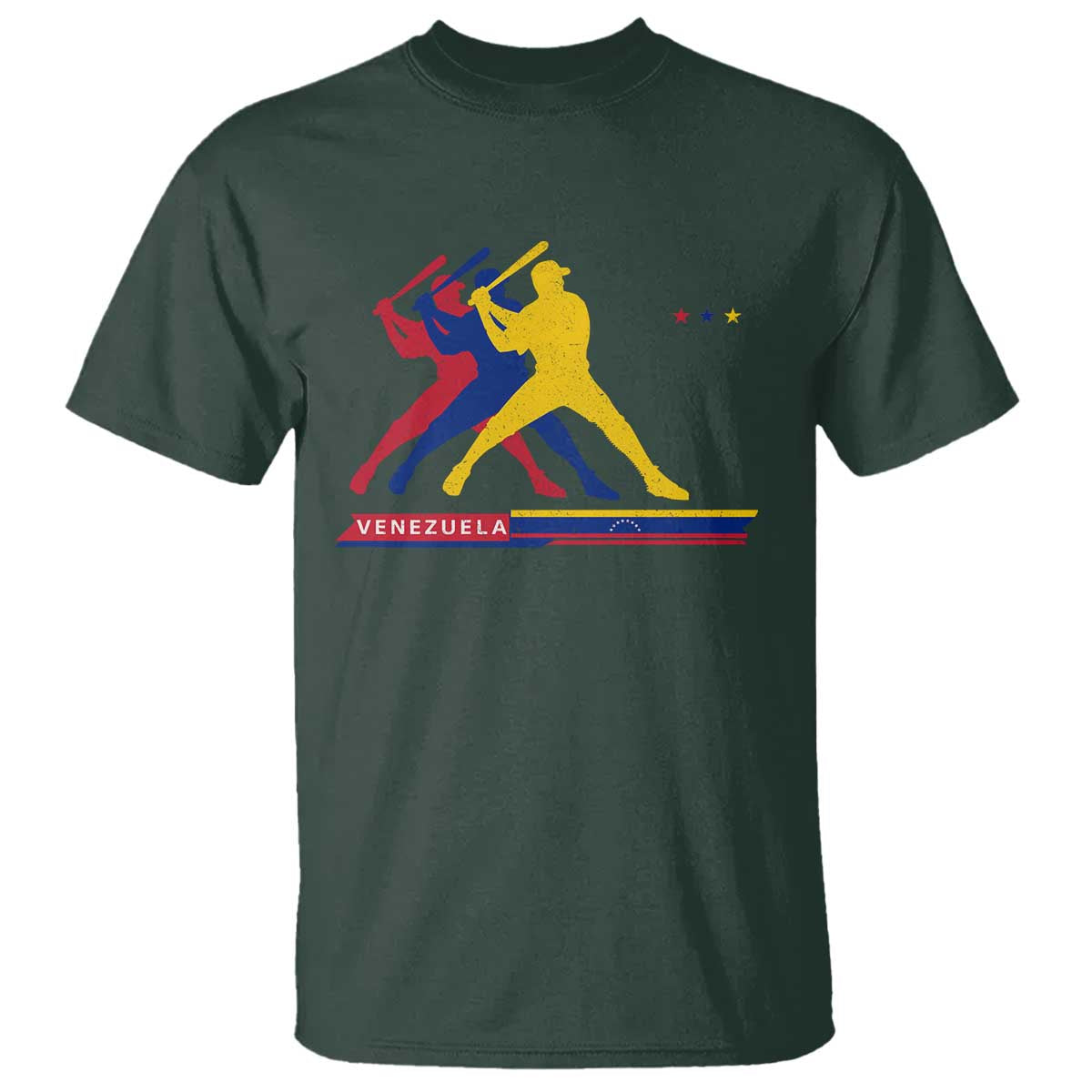 Baseball Venezuela Sport Fan Venezuelan Flag Batter Player T Shirt TS11 Dark Forest Green Print Your Wear