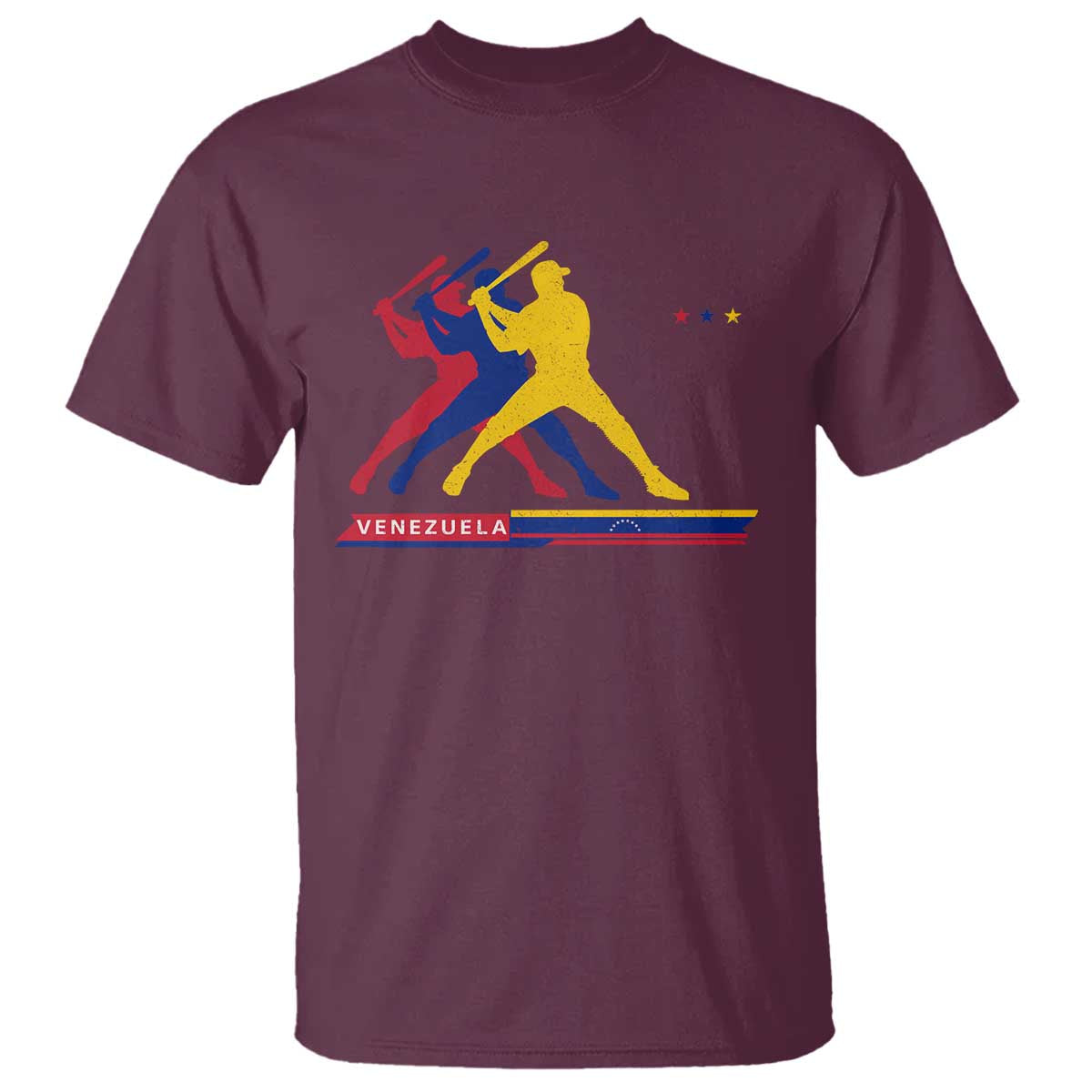 Baseball Venezuela Sport Fan Venezuelan Flag Batter Player T Shirt TS11 Maroon Print Your Wear