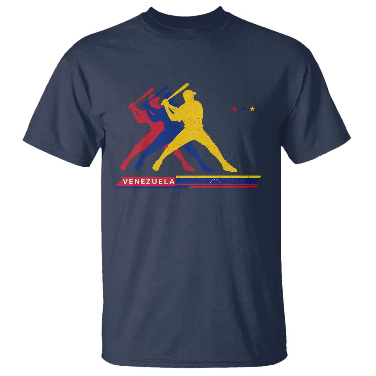 Baseball Venezuela Sport Fan Venezuelan Flag Batter Player T Shirt TS11 Navy Print Your Wear