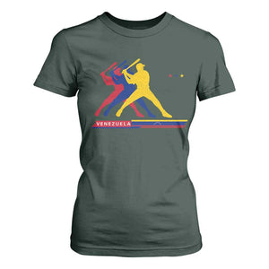 Baseball Venezuela Sport Fan Venezuelan Flag Batter Player T Shirt For Women TS11 Dark Forest Green Print Your Wear