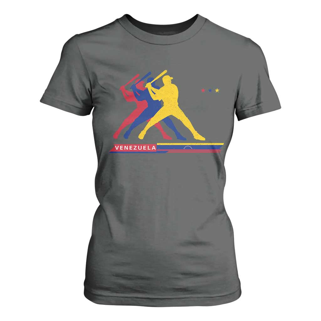 Baseball Venezuela Sport Fan Venezuelan Flag Batter Player T Shirt For Women TS11 Dark Heather Print Your Wear
