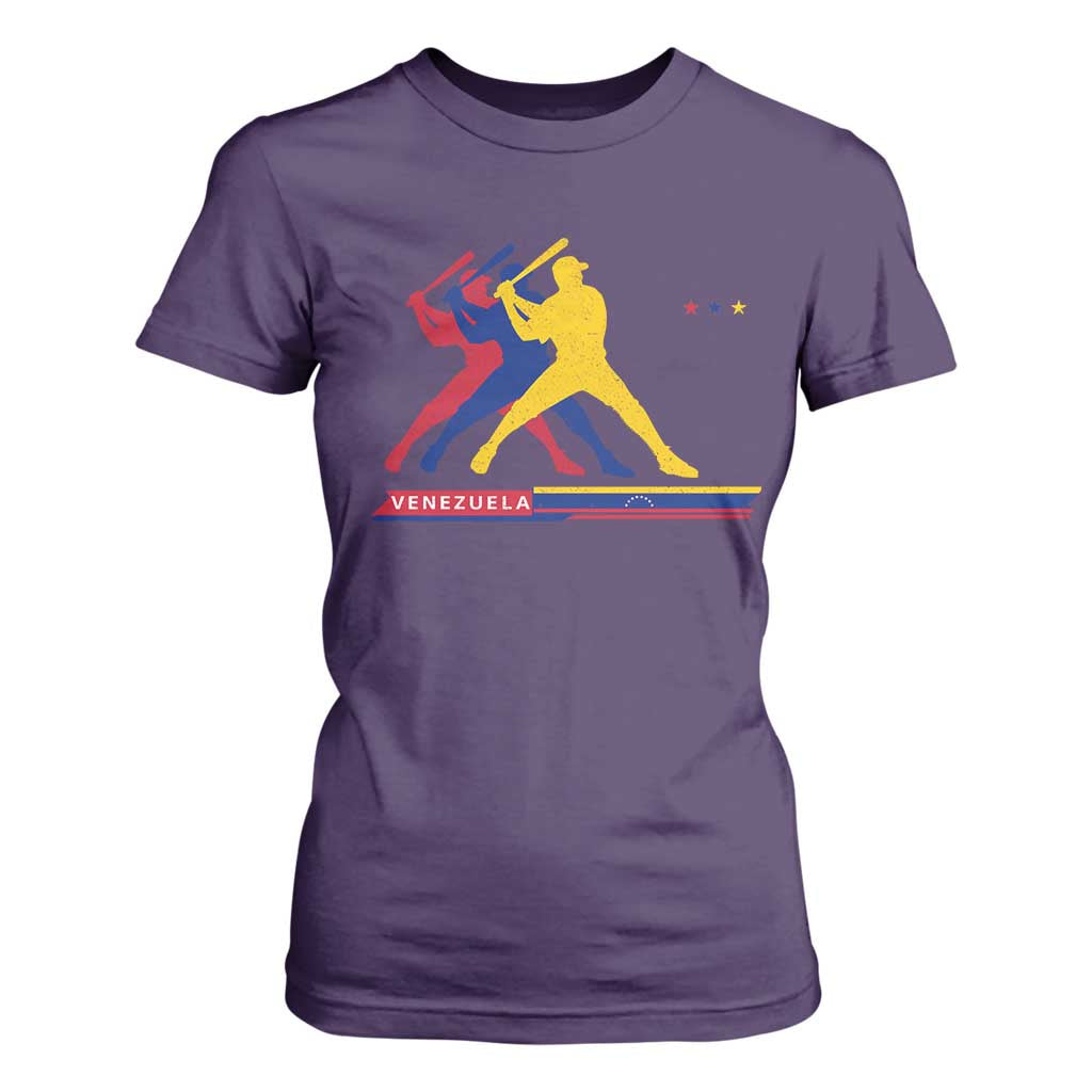 Baseball Venezuela Sport Fan Venezuelan Flag Batter Player T Shirt For Women TS11 Purple Print Your Wear