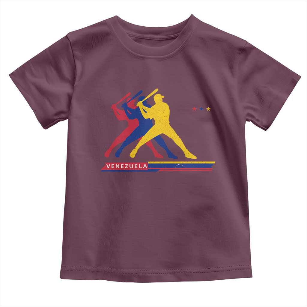 Baseball Venezuela Sport Fan Venezuelan Flag Batter Player Toddler T Shirt TS11 Maroon Print Your Wear