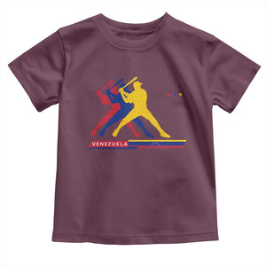 Baseball Venezuela Sport Fan Venezuelan Flag Batter Player Toddler T Shirt TS11 Maroon Print Your Wear