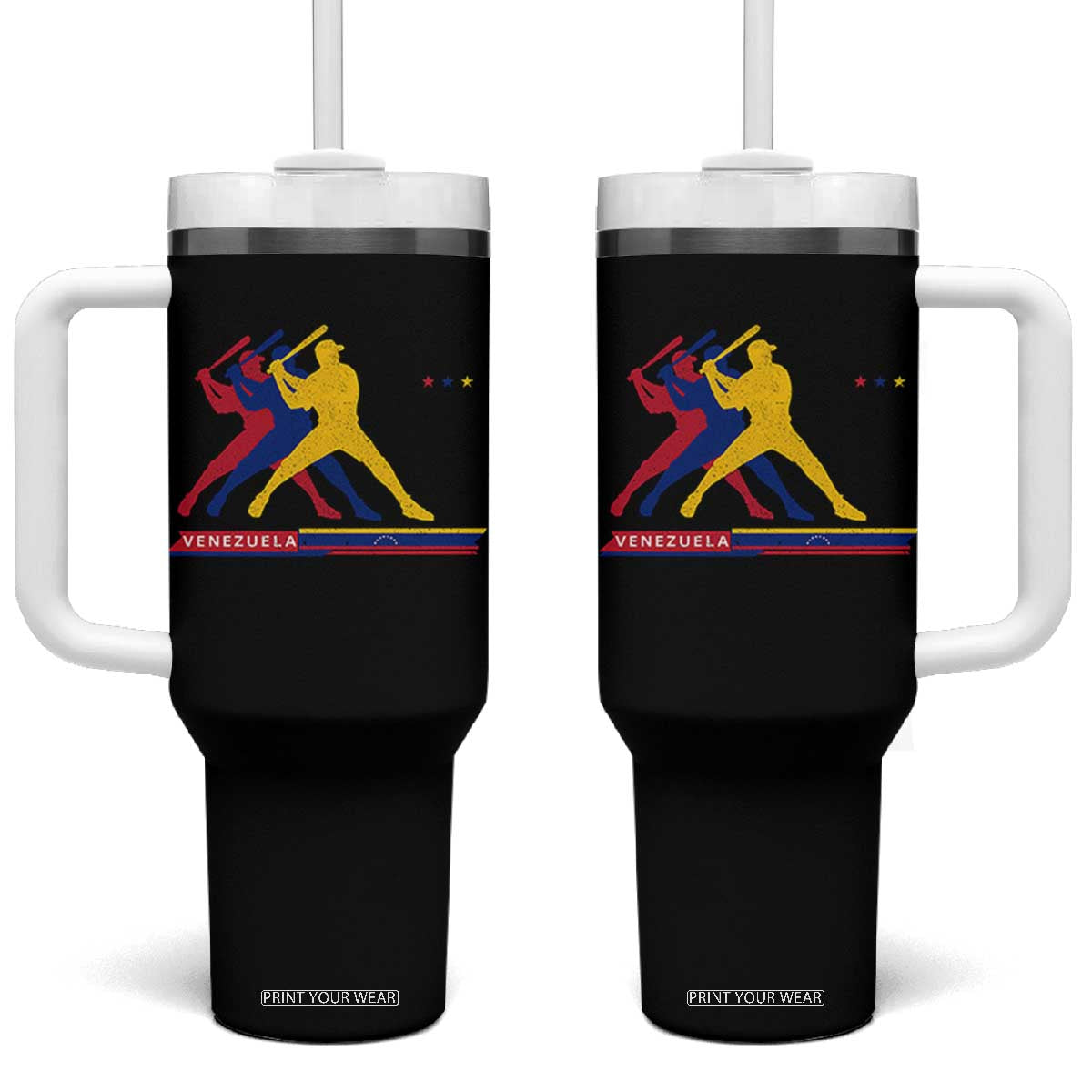Baseball Venezuela Sport Fan Venezuelan Flag Batter Player Tumbler With Handle TS11 One Size: 40 oz Black Print Your Wear