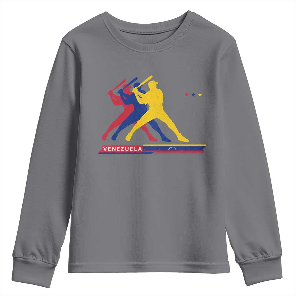 Baseball Venezuela Sport Fan Venezuelan Flag Batter Player Youth Sweatshirt TS11 Charcoal Print Your Wear