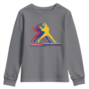 Baseball Venezuela Sport Fan Venezuelan Flag Batter Player Youth Sweatshirt TS11 Charcoal Print Your Wear