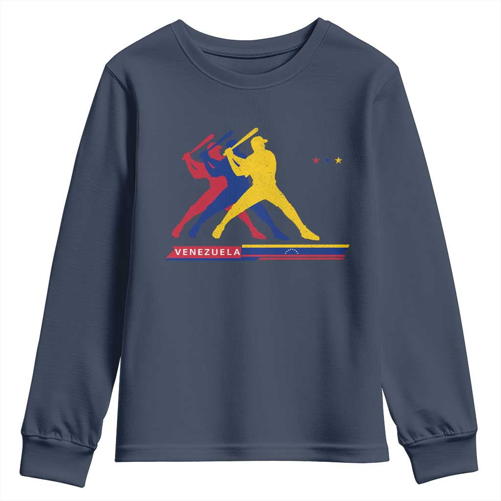 Baseball Venezuela Sport Fan Venezuelan Flag Batter Player Youth Sweatshirt TS11 Navy Print Your Wear