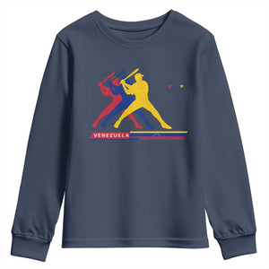 Baseball Venezuela Sport Fan Venezuelan Flag Batter Player Youth Sweatshirt TS11 Navy Print Your Wear