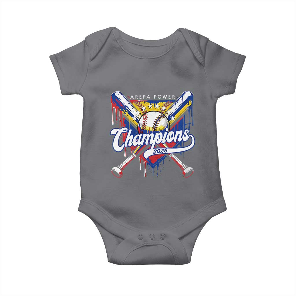 Venezuela Champions 2026 Baby Onesie Baseball Lover Home Plate Drip TS11 Charcoal Print Your Wear