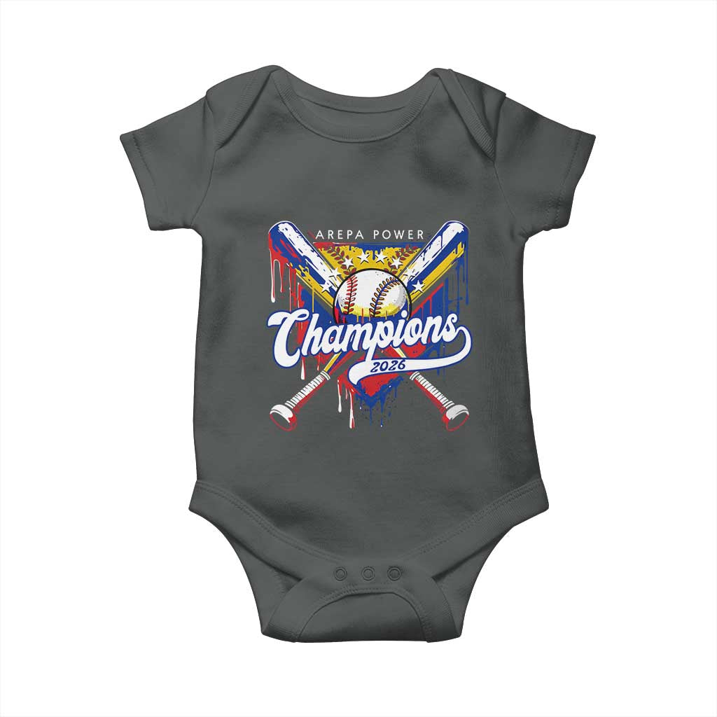 Venezuela Champions 2026 Baby Onesie Baseball Lover Home Plate Drip TS11 Dark Heather Print Your Wear