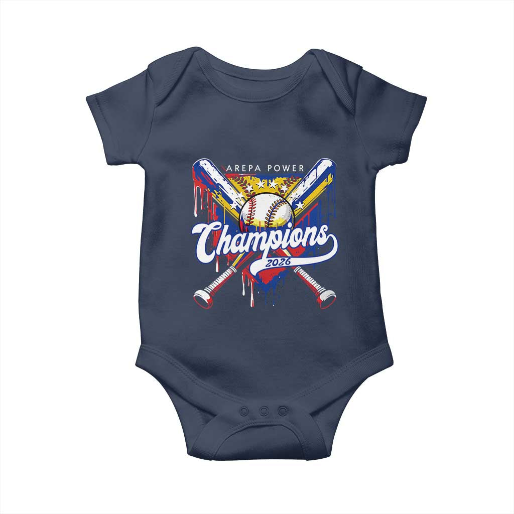 Venezuela Champions 2026 Baby Onesie Baseball Lover Home Plate Drip TS11 Navy Print Your Wear