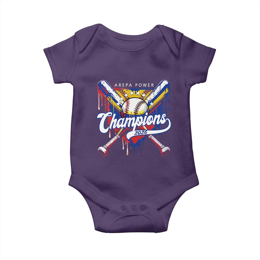 Venezuela Champions 2026 Baby Onesie Baseball Lover Home Plate Drip TS11 Purple Print Your Wear