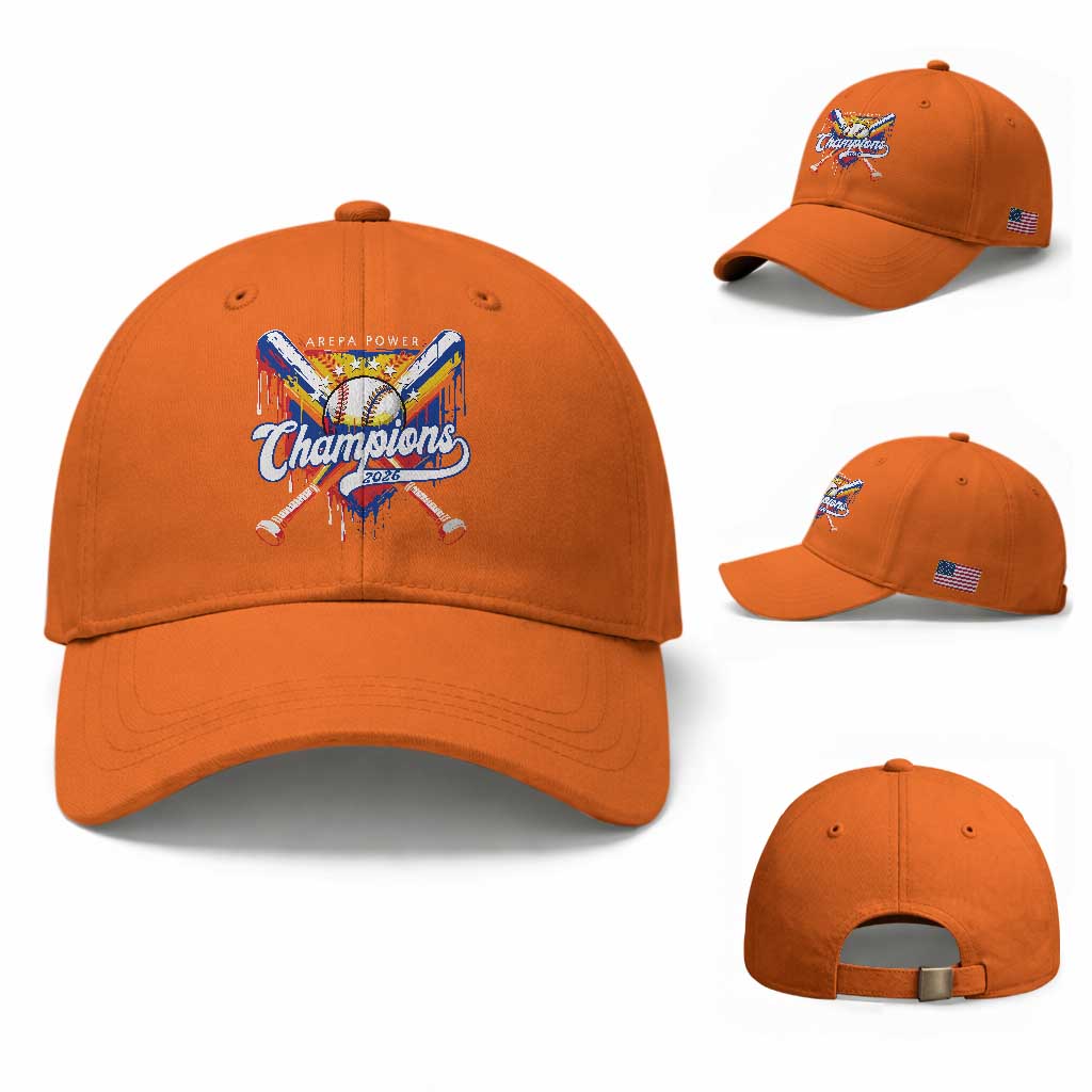Venezuela Champions 2026 Baseball Cap Baseball Lover Home Plate Drip TS11 Baseball Cap Universal Fit Orange Print Your Wear