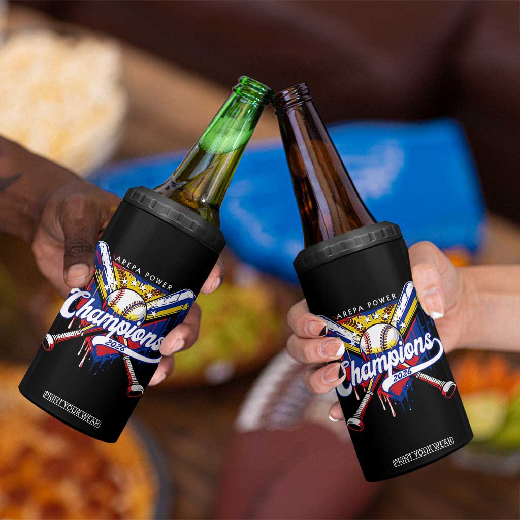 Venezuela Champions 2026 4 in 1 Can Cooler Tumbler Baseball Lover Home Plate Drip TS11 Print Your Wear
