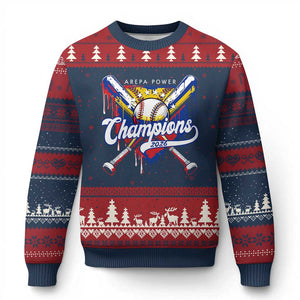 Venezuela Champions 2026 Ugly Christmas Sweater Baseball Lover Home Plate Drip TS11 Navy Red Print Your Wear
