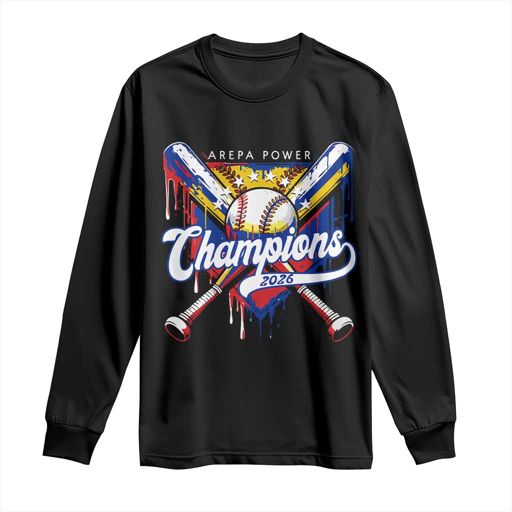 Venezuela Champions 2026 Long Sleeve Shirt Baseball Lover Home Plate Drip TS11 Black Print Your Wear