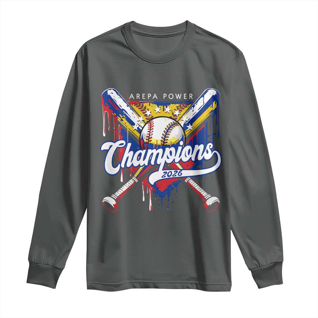 Venezuela Champions 2026 Long Sleeve Shirt Baseball Lover Home Plate Drip TS11 Dark Heather Print Your Wear