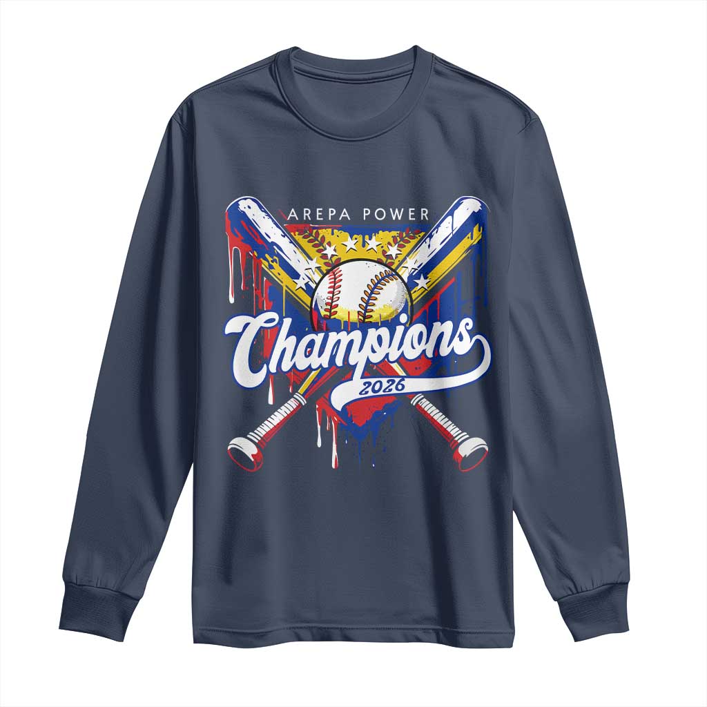 Venezuela Champions 2026 Long Sleeve Shirt Baseball Lover Home Plate Drip TS11 Navy Print Your Wear
