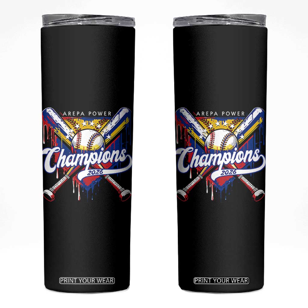 Venezuela Champions 2026 Skinny Tumbler Baseball Lover Home Plate Drip TS11 Black Print Your Wear
