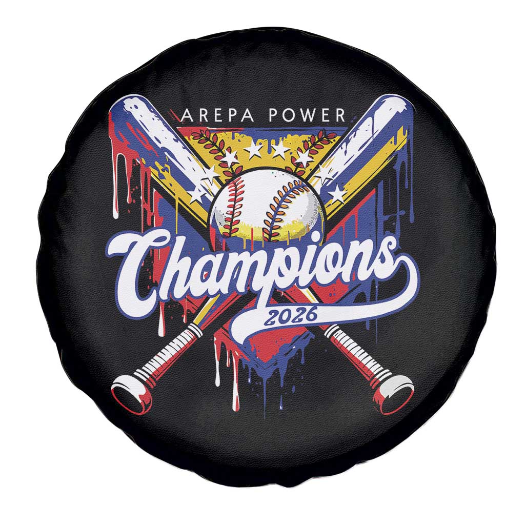 Venezuela Champions 2026 Spare Tire Cover Baseball Lover Home Plate Drip TS11 Print Your Wear