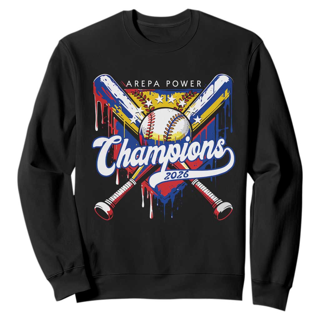 Venezuela Champions 2026 Sweatshirt Baseball Lover Home Plate Drip TS11 Black Print Your Wear
