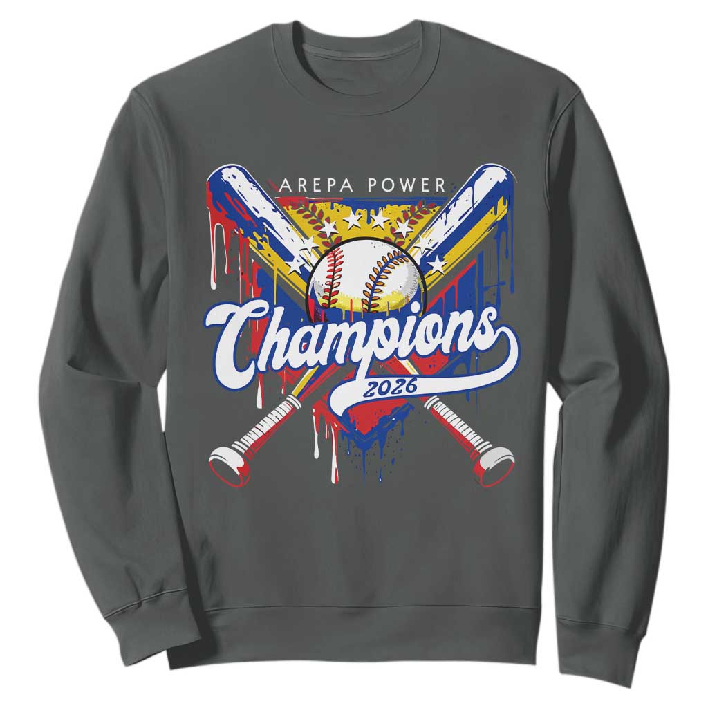 Venezuela Champions 2026 Sweatshirt Baseball Lover Home Plate Drip TS11 Dark Heather Print Your Wear