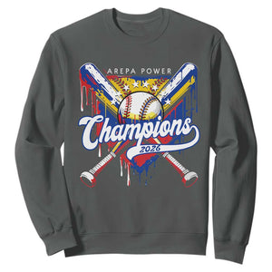 Venezuela Champions 2026 Sweatshirt Baseball Lover Home Plate Drip TS11 Dark Heather Print Your Wear