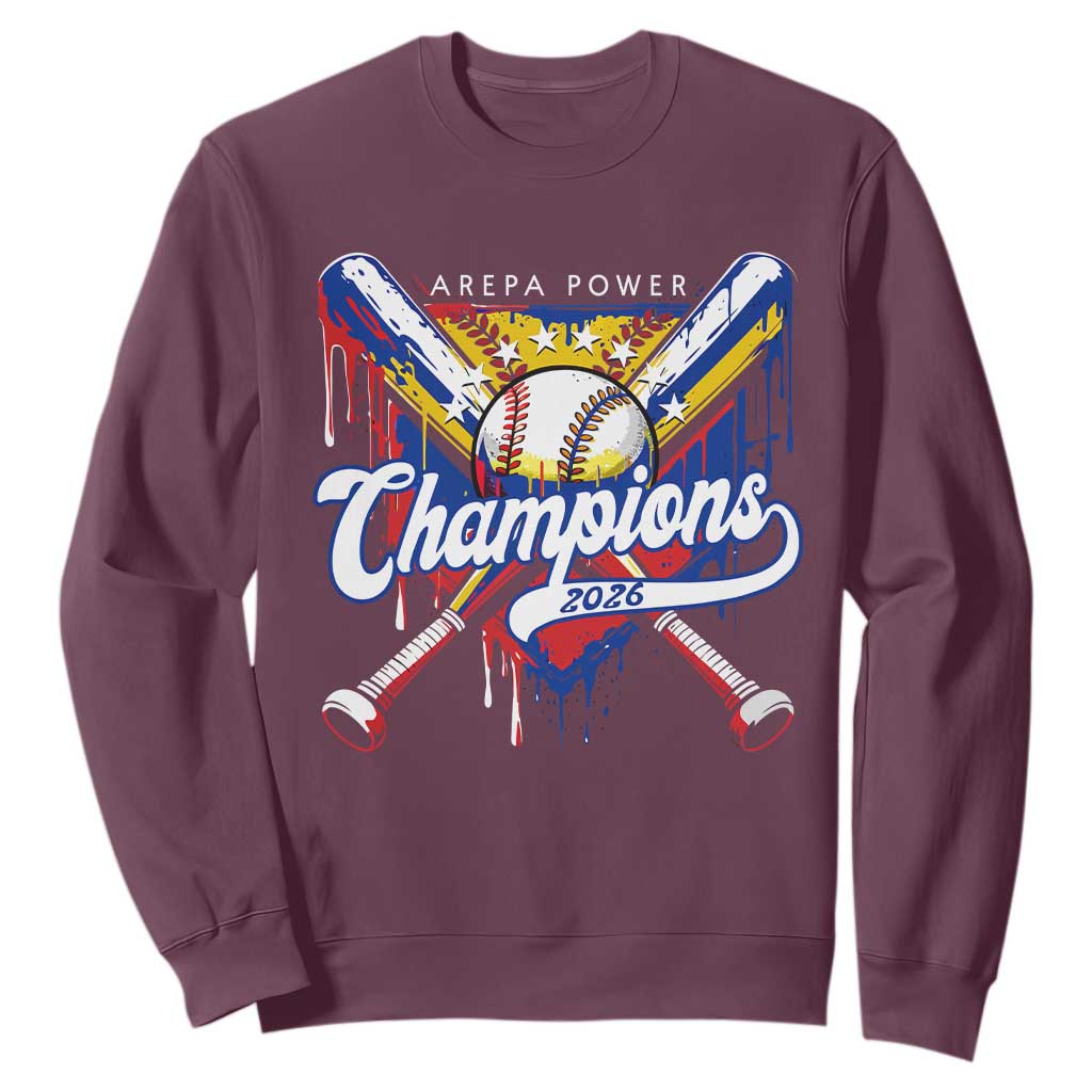 Venezuela Champions 2026 Sweatshirt Baseball Lover Home Plate Drip TS11 Maroon Print Your Wear