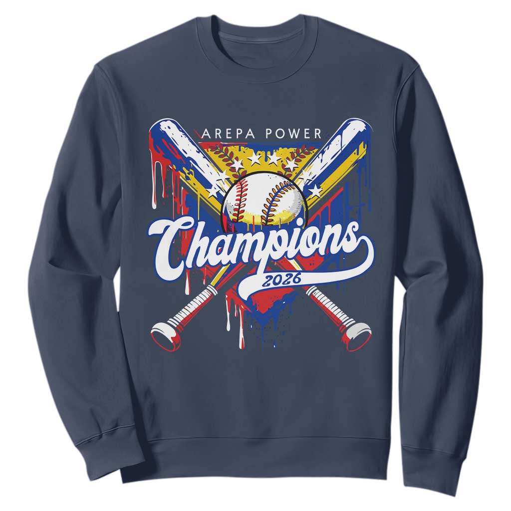 Venezuela Champions 2026 Sweatshirt Baseball Lover Home Plate Drip TS11 Navy Print Your Wear