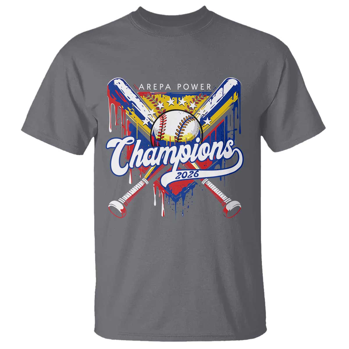 Venezuela Champions 2026 T Shirt Baseball Lover Home Plate Drip TS11 Charcoal Print Your Wear
