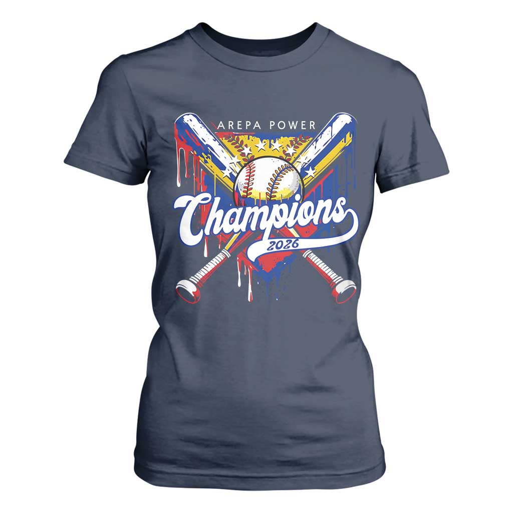 Venezuela Champions 2026 T Shirt For Women Baseball Lover Home Plate Drip TS11 Navy Print Your Wear