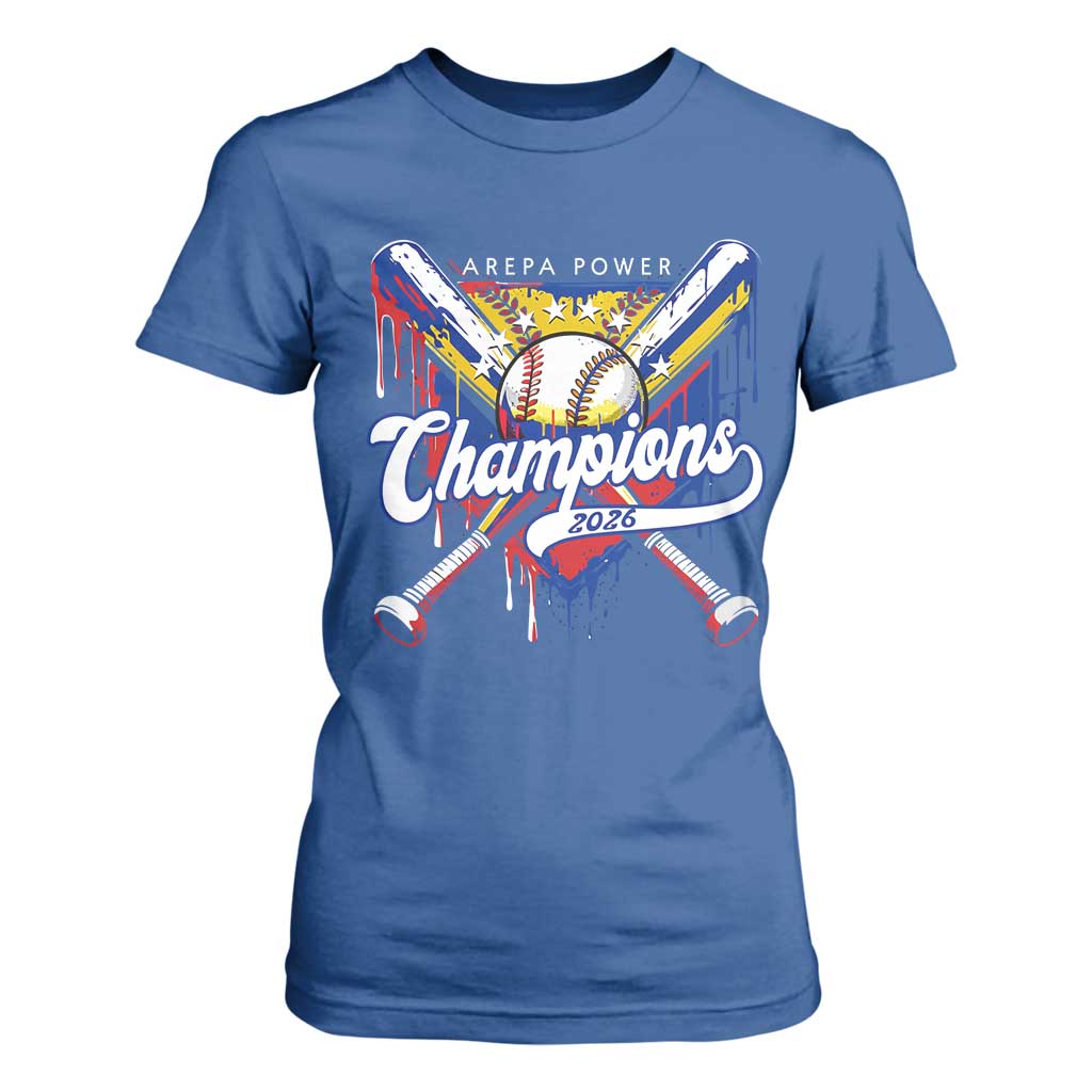 Venezuela Champions 2026 T Shirt For Women Baseball Lover Home Plate Drip TS11 Royal Blue Print Your Wear