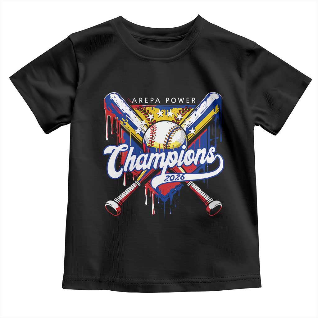 Venezuela Champions 2026 Toddler T Shirt Baseball Lover Home Plate Drip TS11 Black Print Your Wear